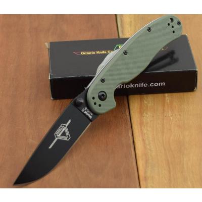 ON8861OD Couteau ONTARIO RAT II OD Green Lame Acier AUS8 Manche Nylon Linerlock - Free Shipping