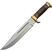 Couteau De Chasse Bowie Pakkawood Leather Manche & Etui Cuir PA203413 - Livraison Gratuite