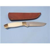Couteau De Chasse Skinner Manche Os Etui Cuir PA8002 - Livraison Gratuite