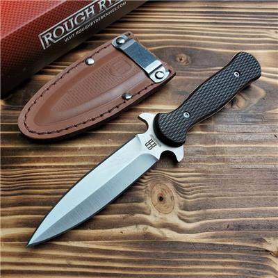 RR1810 Couteau Dague de Botte Rough Rider Lame Acier 440 Etui Cuir - Livraison Gratuite