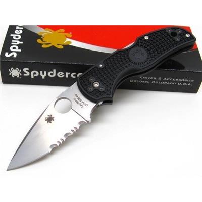 Couteau Spyderco Native 5 Lame Acier CPM-S30V Part Serr Manche FRN Lockback Made USA SC41PSBK5 - Free Shipping