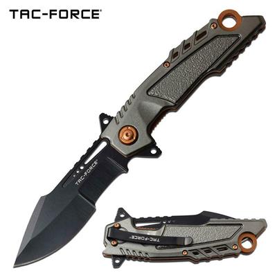 Couteau Tactical Tac Force A/O Lame Acier 3Cr13 Manche Aluminium Gray/Orange TF1011OGY - Livraison Gratuite