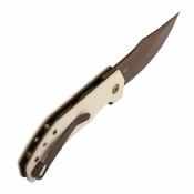 B1089C5 Couteau Orion Flipper | Lame Acier Nitro-V Rose Gold Drop Point | Manche G10 Ivory White | Liner Lock | Livraison Gratuite