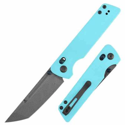 B2038V3 Couteau TENABLE Anomaly Lame Acier Damas Manche G10 Bleu Cross Bar Lock - Livraison Gratuite