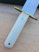 BCWSB02  Bear & Son American Bowie | Couteau Lame Clip Point Acier 12C27M | Manche White Bone USA Étui en cuir - Livraison Gratuite 