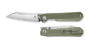BTKMK20B — Couteau Pliant Bestechman Curvee Liner Lock Lame Acier AEB-L Two-Tone Manche Plaquettes G10 Vert Front Flipper Thumb Stud Livraison Gratuite