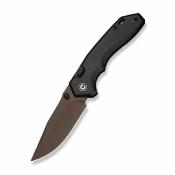 CE250932 — Couteau Civivi Elite Brova Top Liner Lock Lame Acier CPM S35VN Marron Foncé Manche Aluminium Noir Livraison Gratuite