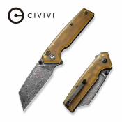 CIVC23028DS1 – CIVIVI Amirite Damas – Couteau Lame Wharncliffe Acier Damas Manche Ultem Button Lock – Livraison Gratuite