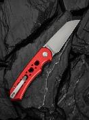 CIVC240672  Couteau CIVIVI Pragma Prime Wharncliffe Lame Acier Sandvik 14C28N Manche Aluminium Red Button Lock - Livraison Gratuite