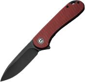 CIVC907A1 — Couteau Civivi Elementum Lame Acier D2 Black Stonewash Drop Point Manche G10 Bordeau Linerlock Chasse Bushcraft Livraison Gratuite