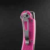 DGRTPFPKSW Couteau Daggerr Toothpick Pink Lame Clip Point Acier 8Cr14MoV Manche FRN Sécurité Liner Lock - Livraison Gratuite