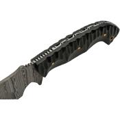 DM1322 Couteau Damas Slate Hunter Machete Lame Tanto Acier 256 Couches Etui Cuir - Livraison Gratuite 