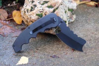 Lot de 3 FLNKS1680BK Falcon Butcher Linerlock Black – Couteau Lame Acier Inox Black Manche ABS Noir Finger Grooved Clip Ceinture – Livraison Gratuite