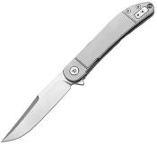 DTK4366G — Couteau Dreamtech Framelock Lame Acier VG-10 Clip Point Satiné Manche Titane Gris - Livraison GratuiteFrançais