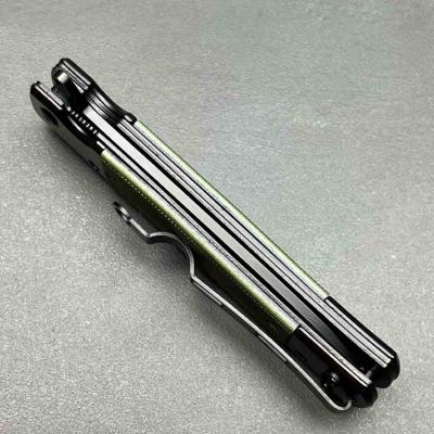 Lot de 3 EE10A96GN Couteau ElitEdge Stiletto | Lame Spear Point Acier 420C Black | Mitres Acier&Green G10 - Livraison Gratuite