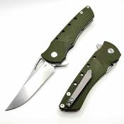HBKBLKRG Heibel Knives - Couteau Blackhawk Olive Manche G-10 Lame Acier D2 Clip Point Linerlock - Livraison Gratuite