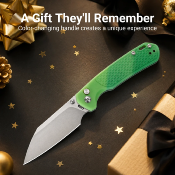 J1945DLG — Couteau CJRB Pyrite Light Lame Acier AR-RPM9 Wharncliffe Stonewash Manche FRN Button Lock - Livraison Gratuite