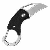  J1964BK CJRB Anansi Black | Couteau Pliant Carabiner | Lame Acier AR-RPM9 Hawkbill | Manche G10 - Mousqueton