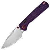 J1975PU — Couteau CJRB Latitude Lame Acier AR-RPM9 Drop Point Stonewash Manche G10 Violet Top Linerlock Flipper - Livraison Gratuite