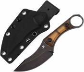 KG004A11 Kansept Niko – Lame Fixe Lame Acier D2 Black Stonewash Manche Amber Ultem (PEI) Etui Kydex - Livraison Gratuite