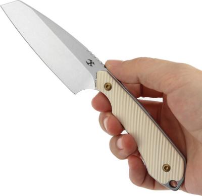 KG019A3 — Couteau Kansept Knives Valk Fixed Blade Lame Acier Nitro V Reverse Tanto Stonewash Manche G10 Ivoire Étui Kydex - Livraison Gratuite