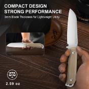 KI1045MS2  Kizer Begleiter Fix – Couteau Fixe EDC | Lame AEB-L Satin Hollow Grind | Manche G10 Tan | Étui Kydex | Livraison Gratuite