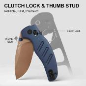 Ki348829CDA1 Kizer C01C 2.9 CD – Couteau Lame Acier Elmax Drop Point Manche Aluminum Blue Clutch Lock – Livraison Gratuite