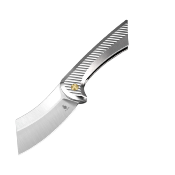  KI3673A2 Couteau Kizer Dawn Silver - Lame Cleaver Acier S35VN - Manche Titane - Sécurité Frame Lock - Livraison Gratuite