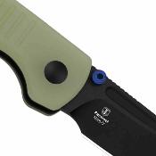 KIV2706A7 Couteau Kizer Parakeet | Lame Acier Nitro-V Black PVD Sheepsfoot | Manche Plaquettes GID G10 Fluo | Button Lock | Livraison Gratuite