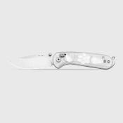 KIV3790A2 Couteau Pliant Kizer Buddy II | Lame Drop Point Acier AEB-L Satin | Manche Acrylic White Clutch Lock - Livraison Gratuite