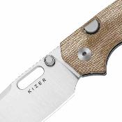 KIV3802BDA1 Couteau Kizer Outposter | Lame Acier Nitro-V | Manche Norplex UltreX Micarta Brown | Button Lock | Livraison Gratuite