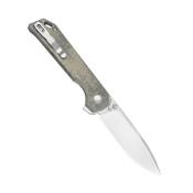 KIV5458C2 Couteau Kizer Begleiter XL Green Micarta Lame Acier 154CM Button Lock IKBS - Livraison Gratuite