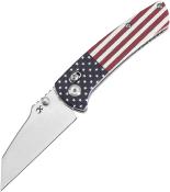 KT1015V9 — Couteau Kansept Main Street Crossbar Lock Acier 154CM Stonewash Wharncliffe Manche G10 Motif Drapeau Américain EDC Livraison Gratuite
