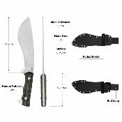 KUB241E Kubey Destroyer | Couteau à Lame Fixe Kukri | Lame Acier D2 | Manche G-10 Noir | Housse Kydex - Livraison Gratuite