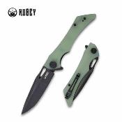 KUB245G – Couteau Kubey Raven Lame Acier AUS-10 Manche G10 Jade Linerlock IKBS - Livraison Gratuite