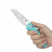 KUB446D Kubey Bonza Lame Acier 14C28N Satin Manche G10 Tiffany Blue Crossbar Lock - Livraison Gratuite