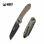 KUB446F Kubey Bonza Lame Acier 14C28N Satin Manche G10 Black & Khaki Crossbar Lock - Livraison Gratuite
