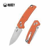 KUB465C Couteau Kubey Freki | Lame Acier 14C28N Satin Drop Point | Manche G10 Orange | Crossbar Lock | Livraison Gratuite