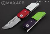 MAXMM272A Couteau Maxace Capsule II Lame Tanto Acier 10CR15COMOV Manche G-10 Rouge/Blanc Sécurité Liner Lock - Livraison Gratuite