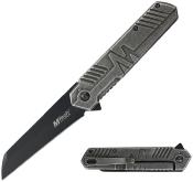  MTA2005BB Couteau Semi Automatique MTech Framelock Lame Sheepsfoot Acier 3Cr13MoV Manche en Acier Noir BSW - Livraison Gratuite