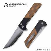 NMB2407PEIST North Mountain Blade Chop 2 – Couteau Pliant Button Lock Lame SLD-Magic San Mai Tanto – Manche PEI Jaune – Livraison Gratuite