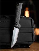 NMB2418CF5  North Mountain Blade Chop – Couteau pliant Crossbar Lock Lame Acier Damas 5-Layer Copper-Clad Tanto Manche Carbon Fiber - Livraison Gratuite