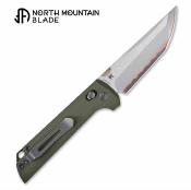 NMB2418GR5 North Mountain Blade Chop – Couteau pliant Crossbar Lock Lame Acier Damas 5-Layer Damas & Cuivre Tanto Manche Green Frag G10 - Livraison Gratuite