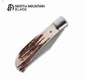 NMB2531ATL Couteau North Mountain Blade Lanny Thin | Lame Clip Point Acier SLD-Magic | Manche Corne de Cerf Slipjoint - Livraison Gratuite