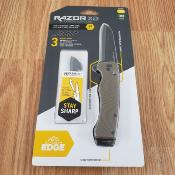OEXD130AC Couteau OUTDOOR EDGE Razor XD1 Button Lock Lame Acier 420J2 Manche GFN Marron - Livraison Gratuite