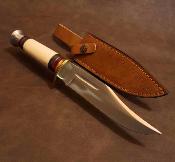 PA203450RD Couteau De Chasse Rando Rite Edge Silver Stream | Lame Acier Inox | Manche Pakkawood & Os | Housse Cuir | Livraison Gratuite