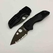 SC230SBBK Spyderco Lil' Native Lightweight | Couteau Lame Leaf-Shaped Acier CTS BD1N Serrated | Manche Black FRN Lockback USA - Livraison Gratuite