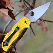 SC41PYL5 Spyderco Native 5 Salt – Couteau pliant Lame Acier CPM MagnaCut Satin Manche Yellow FRN USA - Livraison Gratuite
