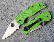 SC41SGR5 Couteau Spyderco Native 5 Salt Green | Lame Drop Point Acier LC200N Serr | Manche FRN Back Lock - Made in USA - Livraison Gratuite