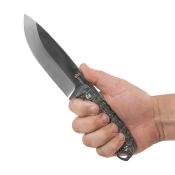 SPIKBUFB100 Couteau SPIKA Bushmaster Dogtooth Lame Drop Point Acier D2 Manche Pakkawood Etui Cuir - Livraison Gratuite